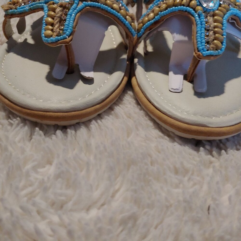 Rialto Comfort Beaded Rhinestone Starfish Thong Sandal Padded 9.5 - Picture 6 of 8